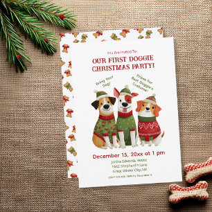 Lustige Hunde-Weihnachtsfeier-Einladung Einladung