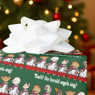 Lustige Hunde-Weihnachtssänger fügen Ihre Nachrich Geschenkpapier