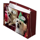 Lustige Hundefeiertags-Weihnachtsgeschenk-Tasche Große Geschenktüte (Vorderseite Schrägansicht)