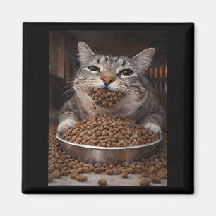 Lustige hungrige Katzen-Meme vor dem Katzenklo-Cha Magnet