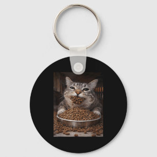 Lustige hungrige Katzen-Meme vor dem Katzenklo-Cha Schlüsselanhänger