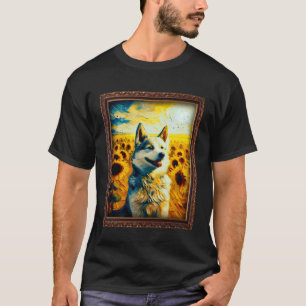 Lustige Husky-Malerei Sonnenblume Blume Mutter Fra T-Shirt