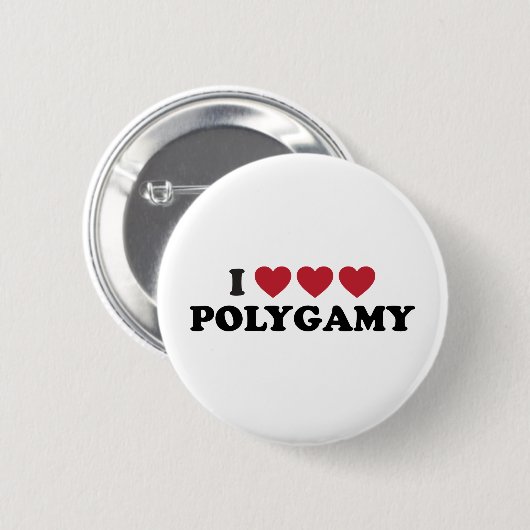 Lustige i-Herz-Polygamie Button (Vorne & Hinten)