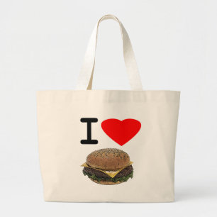 Lustige i-Liebe-Cheeseburger Jumbo Stoffbeutel