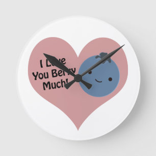Lustige i-Liebe Sie Beere viel niedliche Kawaii Runde Wanduhr
