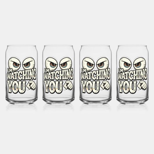Lustige "ICH BEOBACHTE DICH" Retro-Augen-Kaffeetas Dosenglas (Vorderseite)
