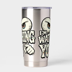 Lustige "ICH BEOBACHTE DICH" Retro-Augen-Kaffeetas Thermobecher