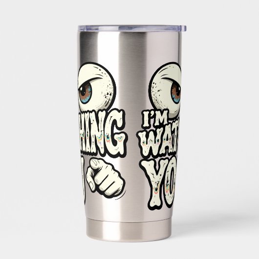 Lustige "ICH BEOBACHTE DICH" Retro-Augen-Kaffeetas Thermobecher (Links)
