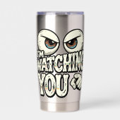 Lustige "ICH BEOBACHTE DICH" Retro-Augen-Kaffeetas Thermobecher (Vorderseite)