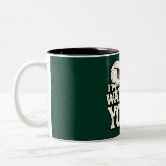 Lustige "ICH BEOBACHTE DICH" Retro-Augen-Kaffeetas Zweifarbige Tasse