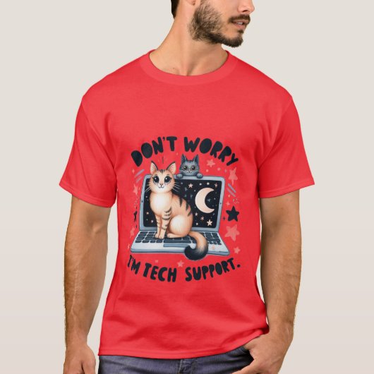Lustige "Ich bin Technischer Support" IT-Katze Lap T-Shirt (Vorderseite)
