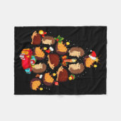 Lustige Igel Weihnachtsbaum Licht Pyjama Igel Fleecedecke (Vorderseite (Horizontal))