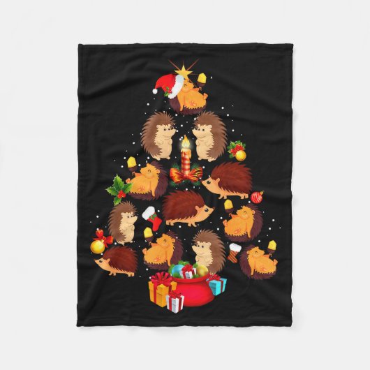 Lustige Igel Weihnachtsbaum Licht Pyjama Igel Fleecedecke (Vorderseite)