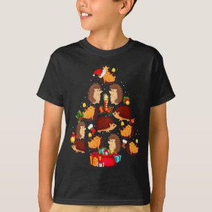 Lustige Igel Weihnachtsbaum Licht Pyjama Igel T-Shirt