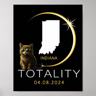 Lustige Indiana Totale Sonnenfinsternis Katze Poster