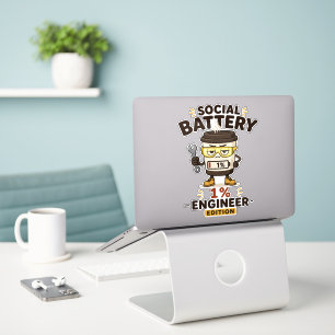 Lustige Ingenieur-Laptop-Aufkleber 'Social Battery Aufkleber