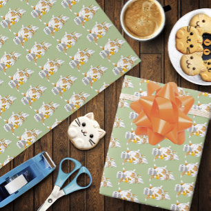 Lustige Ingwer-Orangene-Katze Toilettenpapier Grün Geschenkpapier