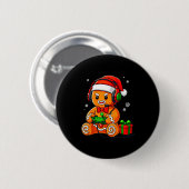Lustige Ingwerbrot-Gaming-Pyjamas Weihnachten Xma Button (Vorne & Hinten)
