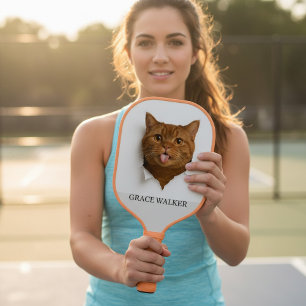 Lustige Ingwerkatze "Blep" Benutzerdefinierter Nam Pickleball Schläger