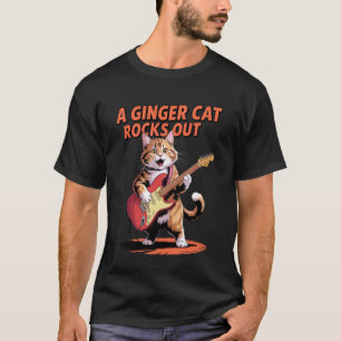Lustige Ingwerkatze spielt Gitarre Coole Katzenlie T-Shirt