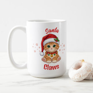 Lustige Ingwerkatze Weihnachten Santa Hut Wortspie Kaffeetasse