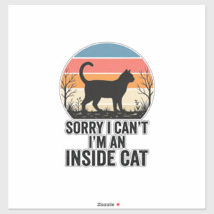 Lustige Innenkatze Vintage Katzenliebhaber Design_ Aufkleber