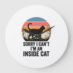 Lustige Innenkatze Vintage Katzenliebhaber Design_ Große Wanduhr