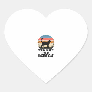 Lustige Innenkatze Vintage Katzenliebhaber Design_ Herz-Aufkleber