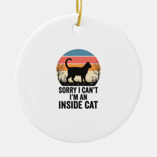 Lustige Innenkatze Vintage Katzenliebhaber Design_ Keramik Ornament