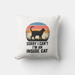 Lustige Innenkatze Vintage Katzenliebhaber Design_ Kissen