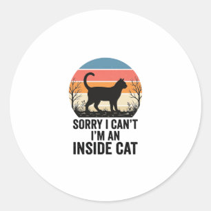 Lustige Innenkatze Vintage Katzenliebhaber Design_ Runder Aufkleber