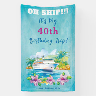 Lustige Insel-Strand 40. Geburtstags-Kreuzfahrtsch Banner