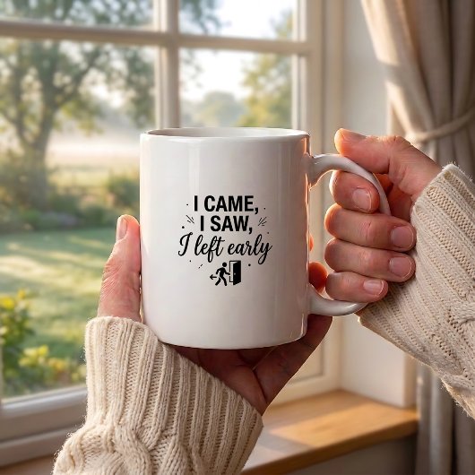 Lustige Introvertierte Kaffeetasse Sah Links Früh