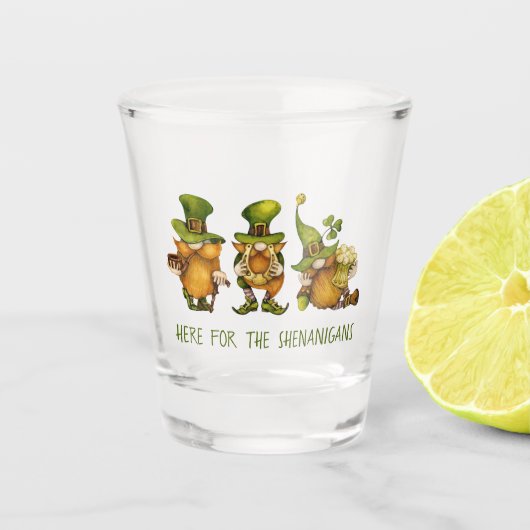 Lustige irische Gnome Shenanigans St. Patrick's Da Schnapsglas (Vorderseite)