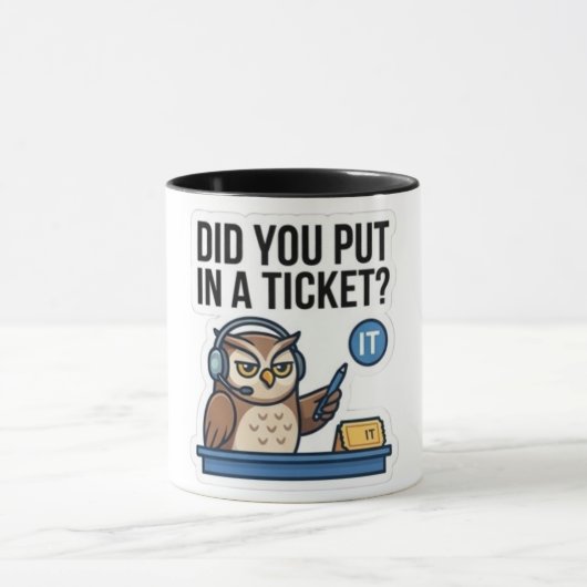 Lustige IT-Support-Eule-Kaffeetasse - "Haben Sie e Tasse (Zentrum)