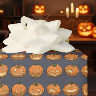 Lustige Jack O Lantern Halloween Pixel Art Kürbiss Geschenkpapier