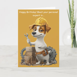 Lustige Jack-Russell-Handyman-Hunde-Geburtstagskar Karte