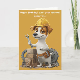 Lustige Jack-Russell-Handyman-Hunde-Geburtstagskar Karte