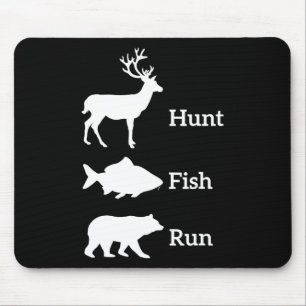 Lustige Jagd Angeln Jagen Fisch Laufen Bär Geschen Mousepad