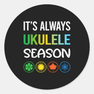 Lustige Jahreszeit Ukulele  Runder Aufkleber