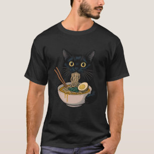 Lustige japanische Katze, die Ramen isst Vintage J T-Shirt