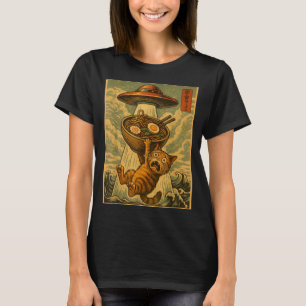 Lustige japanische Katze Ramen Ufo Anime Männer Fr T-Shirt