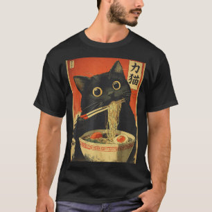 Lustige japanische Kawaii-Katze Anime isst Ramen L T-Shirt