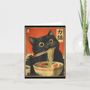 Lustige japanische Kawaii-Katze, die Ramen isst An Karte
