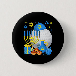 Lustige jüdische Golfball-Menora Frohes Chanukka C Button