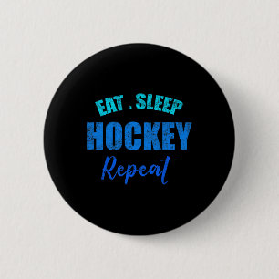 Lustige Jungen Hockey Spieler Essen Schlafen Hocke Button
