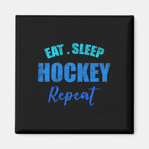 Lustige Jungen Hockey Spieler Essen Schlafen Hocke Magnet