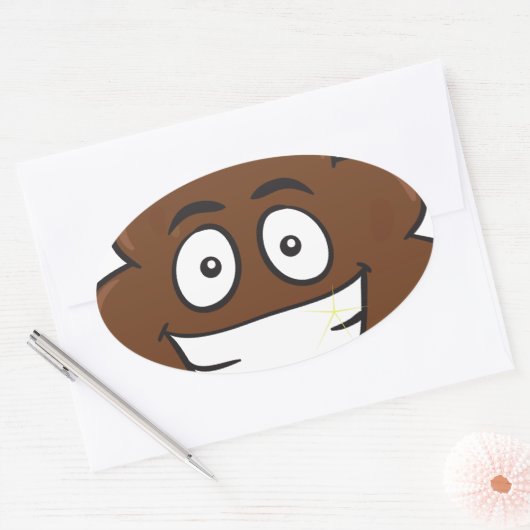 lustige kack-Emoji Ovaler Aufkleber (Umschlag)