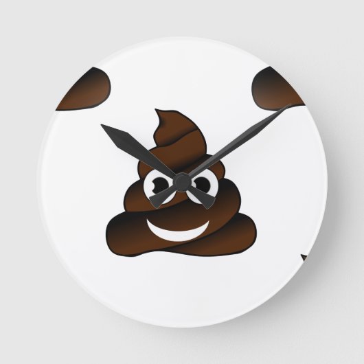 lustige kack-Emoji Runde Wanduhr (Vorderseite)