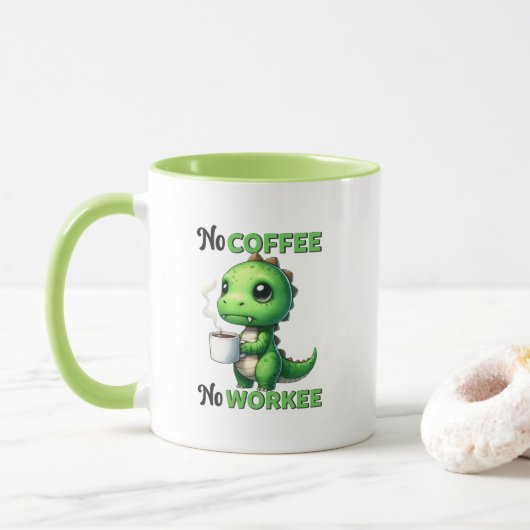 Lustige Kaffee-Arbeitswort-Kunst Tasse (Mit Donut)